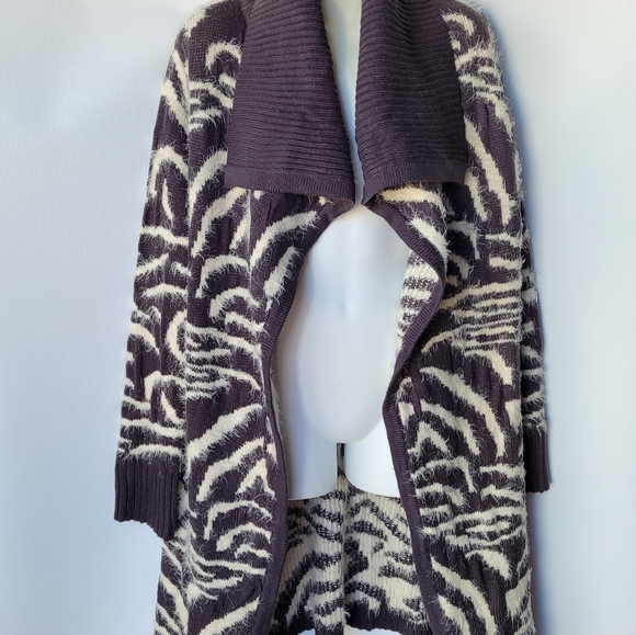 NWT Olivia m. Fuzzy Knit Shawl Collar Charcoal XL - Picture 2 of 9